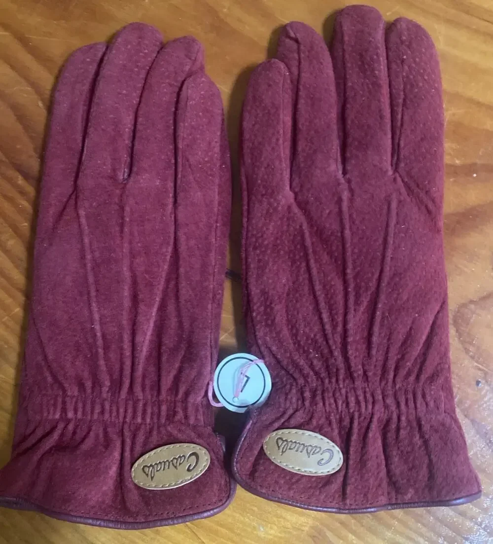 Vintage Casuals Red Suede Womens Driving Gloves Large NOS